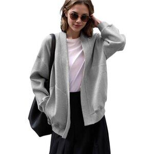 Womens Oversized Cardigan Sweater Open Front Pocket Lightweight Long Sleeve Blaz